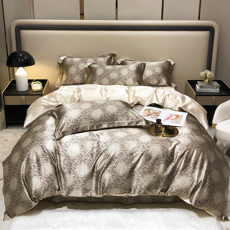 Thumbnail: Luxury Blending Mulberry Silk Bedding Set with Duvet Cover Bed Sheet Pillowcase 