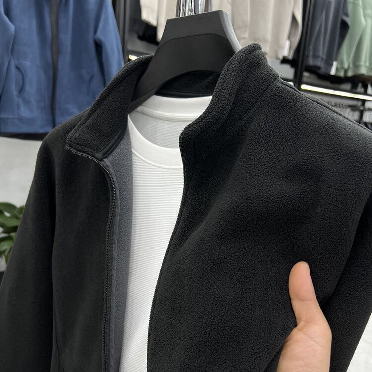 الصورة المصغرة: Trendy Brand Men's Double-Sided Fce Stand Collar Cardigan Sweater Warm Autumn Wi