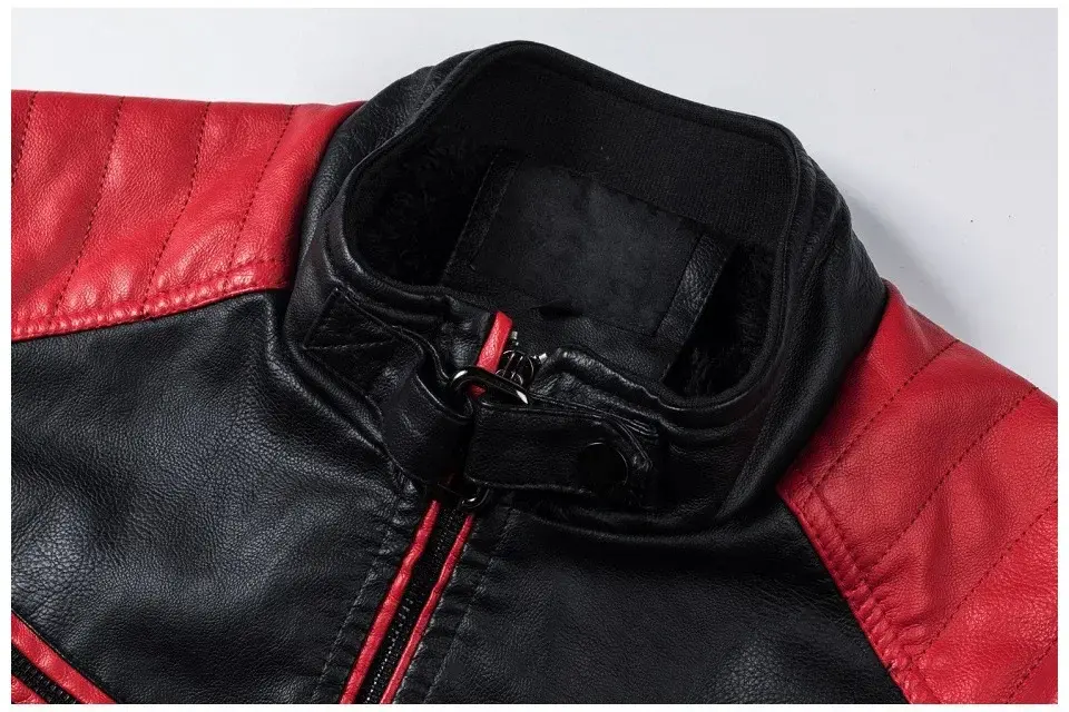 Thumbnail: Biker Jacket Stylish Contrast Colors Classic Biker Overcoat Motor Men Jacket Mot