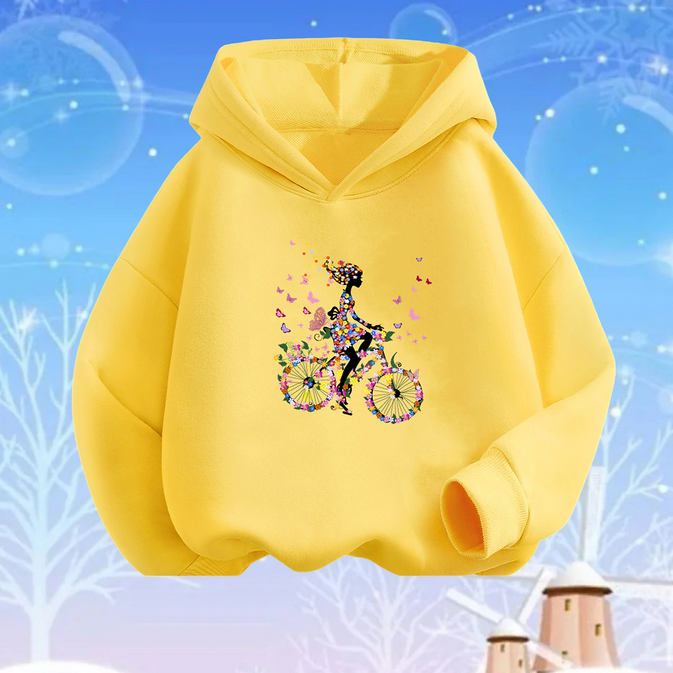 الصورة المصغرة: Pink Heart Flower Print Hoodies Girls Long Sleeve Pullover Loose Sweatshirt Spri