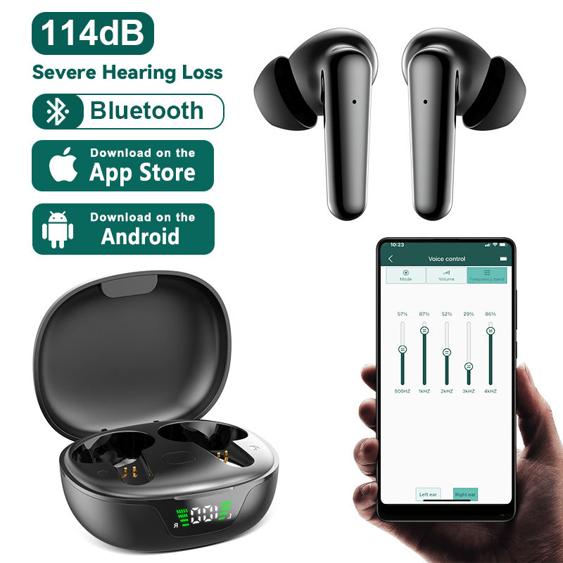Hearing Aids Digital Hearing Aid For Elderly Deafness 12 Channels APP Control Bl
