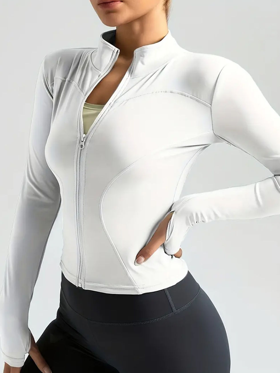 الصورة المصغرة: Yoga clothes women's autumn and winter sports yoga coat standing collar long sle