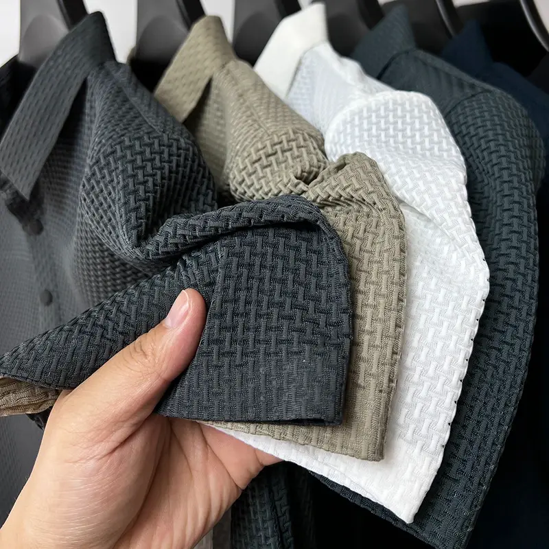 Summer New Men's Lop-up Hollow Short-sleeved Polo Tee Shirt Ice Silk Breathable