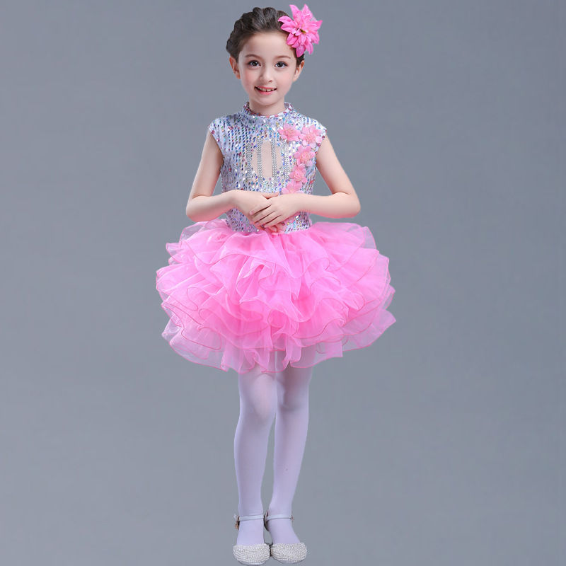 الصورة المصغرة: Summer Stage Princess Girls Casual Dresses Sequin Tutu Children Costume Robe Fil