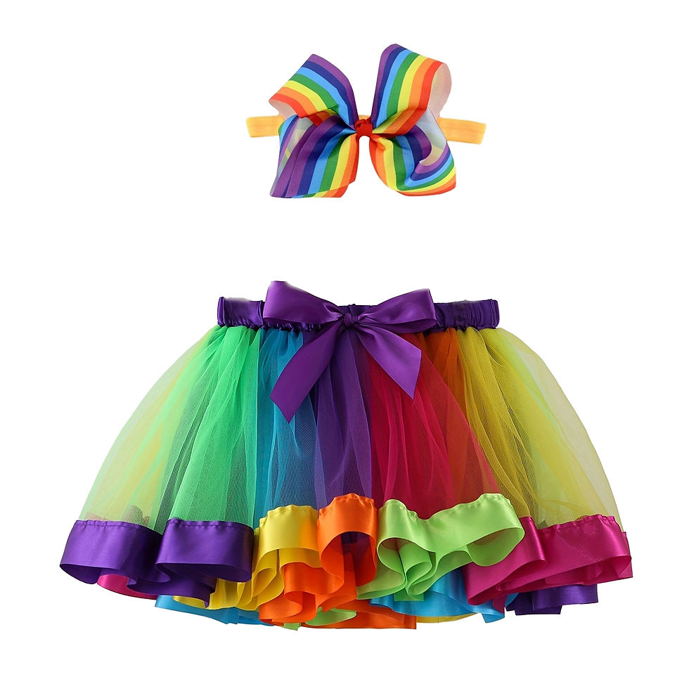 Thumbnail: Mini skirt Party With Hairpin 2024 Tutu Skirt Baby Girl Skirts Princess Rainbow 