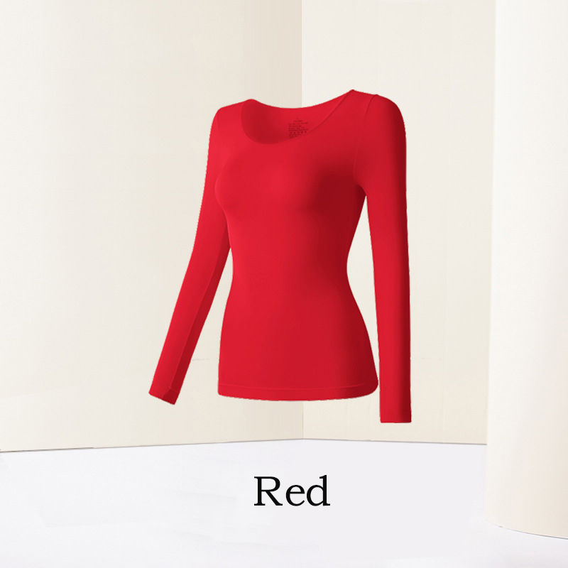 الصورة المصغرة: Winter Thermal T-shirts Women Underwear Wram Bottoming Shirt Long-sleeved Solid 