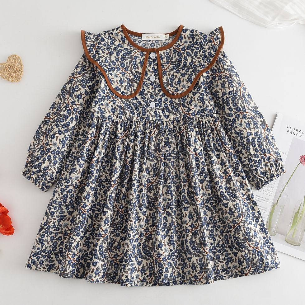 الصورة المصغرة: Bear Leader Autumn Spring New Girls' Dress Fashion Cute Doll Neck Flower Print D