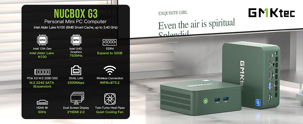 Thumbnail: GMKtec G3 Mini PC Intel Alder Lake N100 Windows 11 Pro Mini PC 8/16GB DDR4 256/5