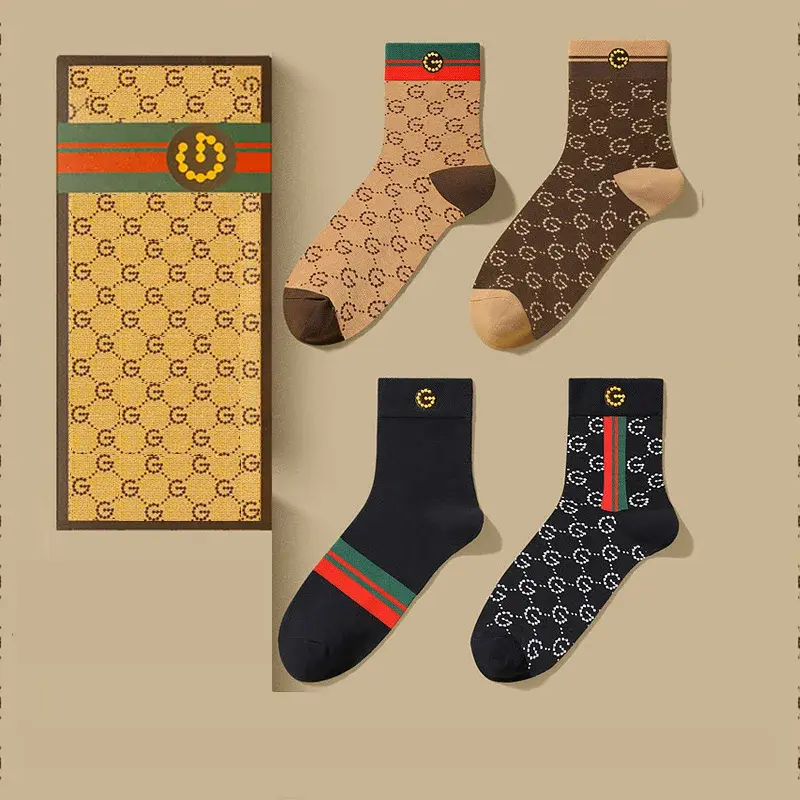 Thumbnail: Authentic Mid-Cylinder Pure Cotton Socks Cotton Classic Striped Tide Brand All-i