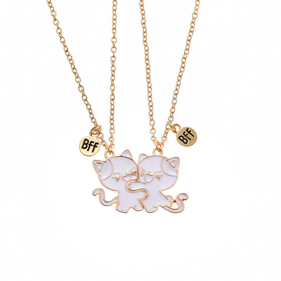 2Pcs/Set BFF Charm Cute Cats Shaped Puzzle Pendant Necklace Girls Best Friends F