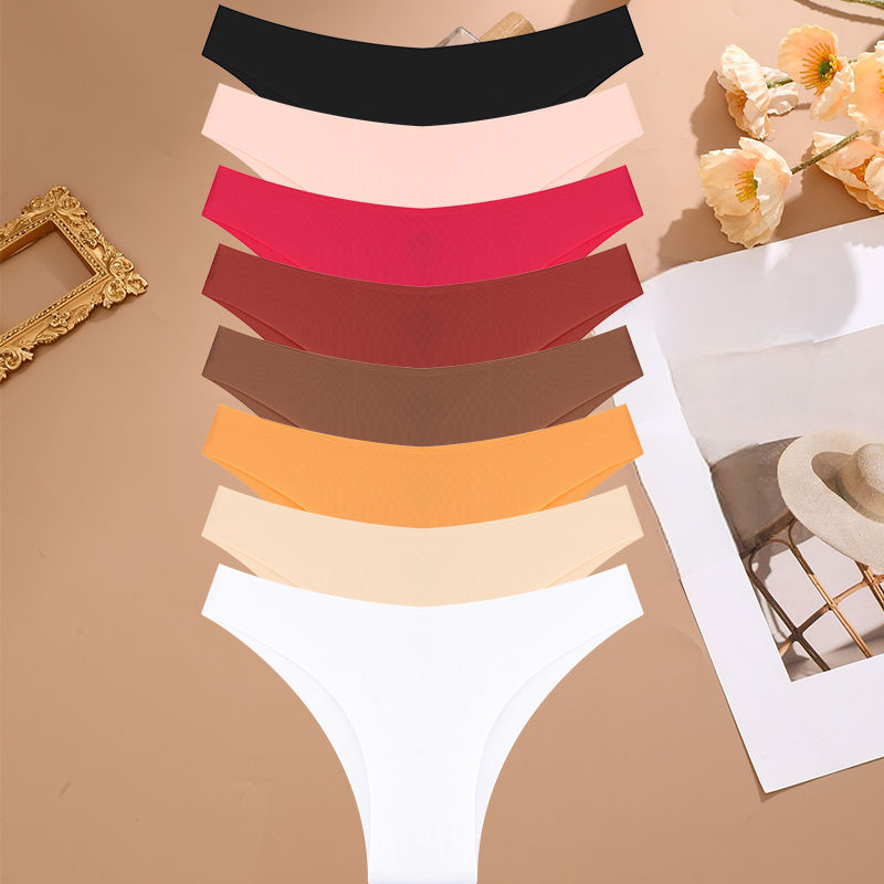 Thumbnail: FINETOO 8Pcs/Set Ice Silk Seamless Underwear Low Waisted Brazilian Pants Breatha