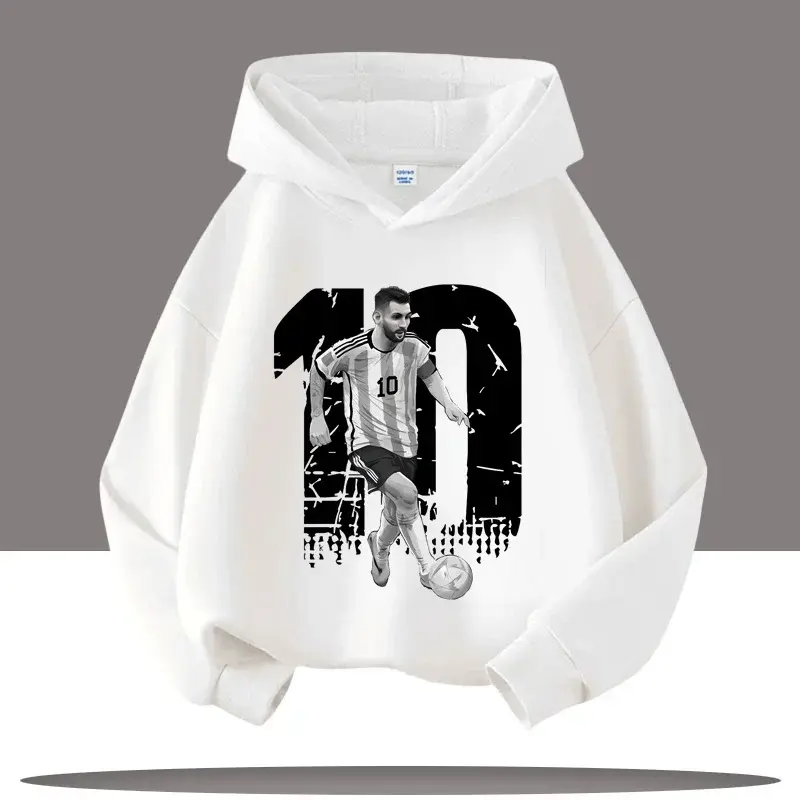 الصورة المصغرة: New Model Football Star Messi Children's Hooded Sweatshirt for Boys - Size 10 - 