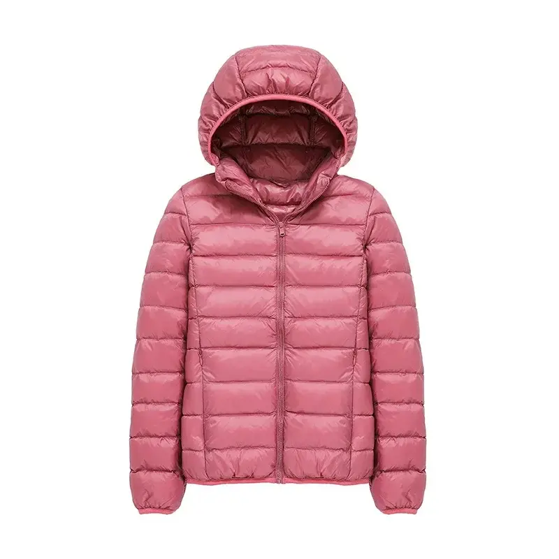 الصورة المصغرة: Winter Women's Light Down Hooded Jacket,Red Blue Khaki Green Available,European 