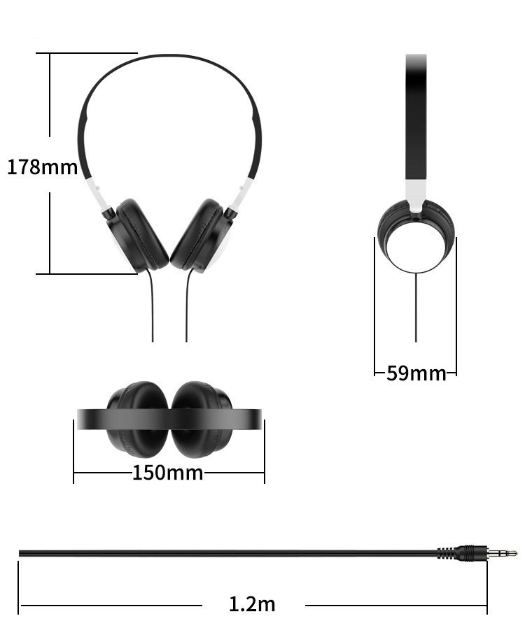 Thumbnail: Wired Foldable 3.5mm Headphones Head Mounted Headset Earphone Headphones Stereo 