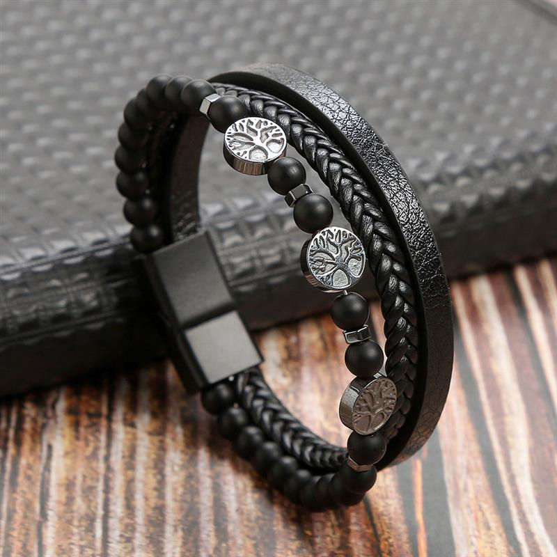 Thumbnail: Classic Men's Leather Bracelet New Style Hand-woven Multi-layer Combination Acce