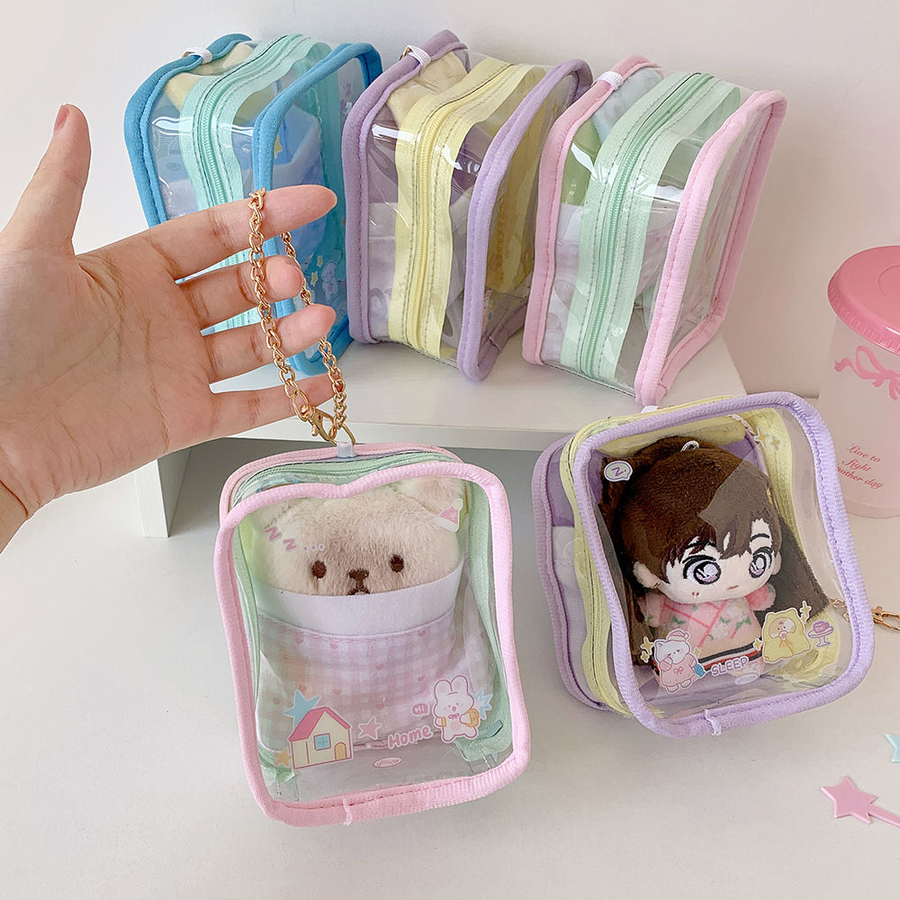 Cartoon PVC Transparent Doll Bag Pendant Storage Bag Kawaii Girl Wallet Bag Deco