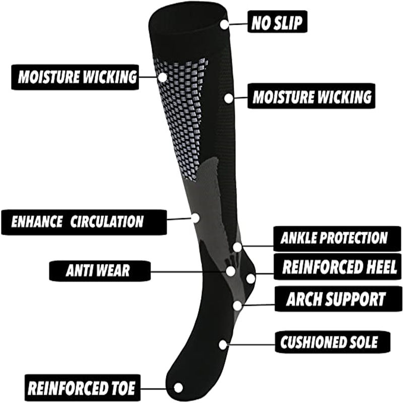الصورة المصغرة: S-XXL 3 Pairs Pack/Socks Compression Socks 30 Mmhg Fit For Medical Edema Diabete
