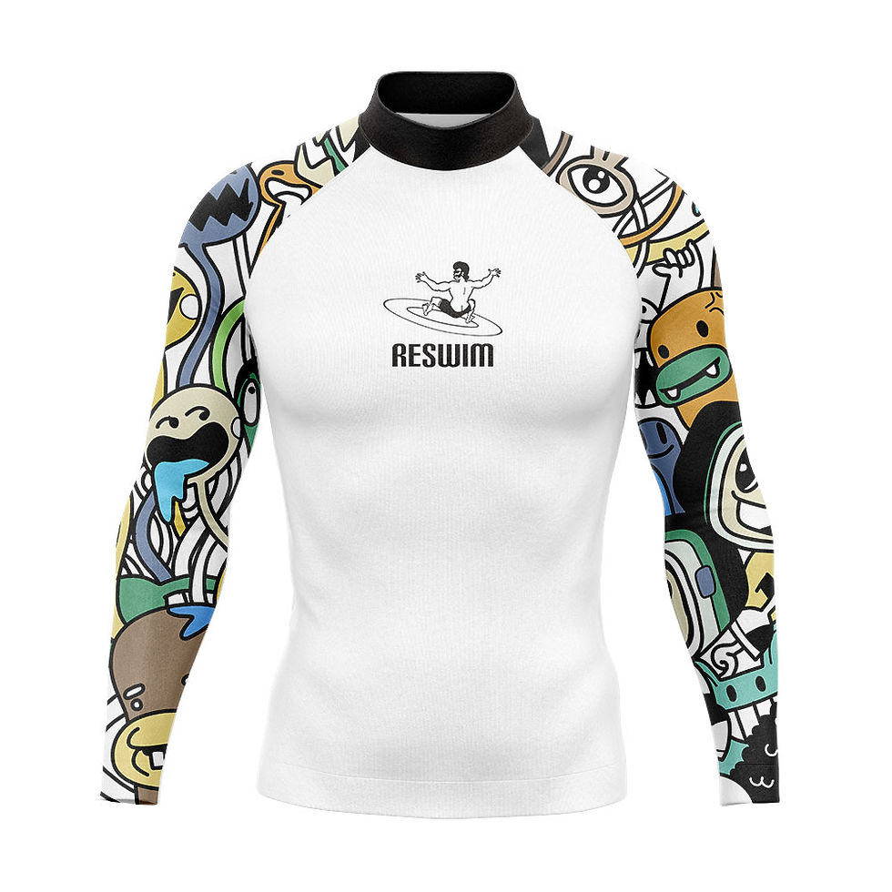 الصورة المصغرة: Men's Rash Guards Surfing Diving Suit Swimwear Long Sleeve T-shirt UV Protection