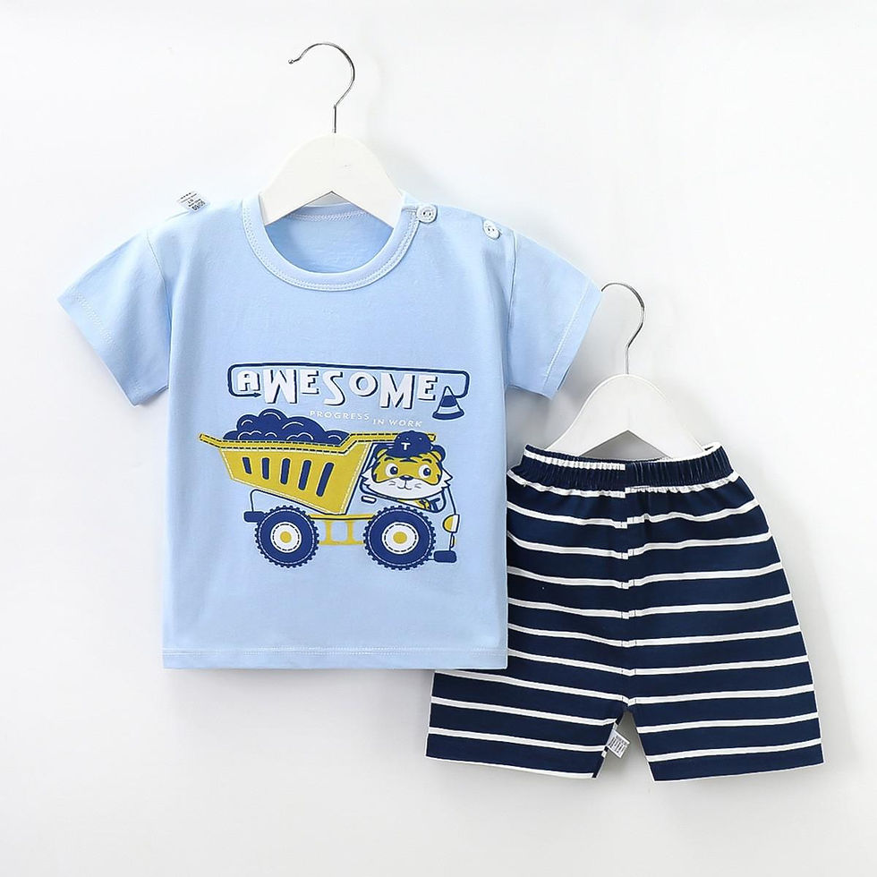 Thumbnail: 0-4years  Chirldren Summer Outfits T-shirt+shorts Boys And Girls  Loose Casual C
