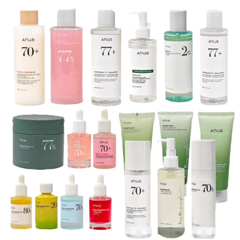 Korean Anua Skin Care Set Heartleaf 77% Toner Deep Cleansing Oil Remove Cosmetic
