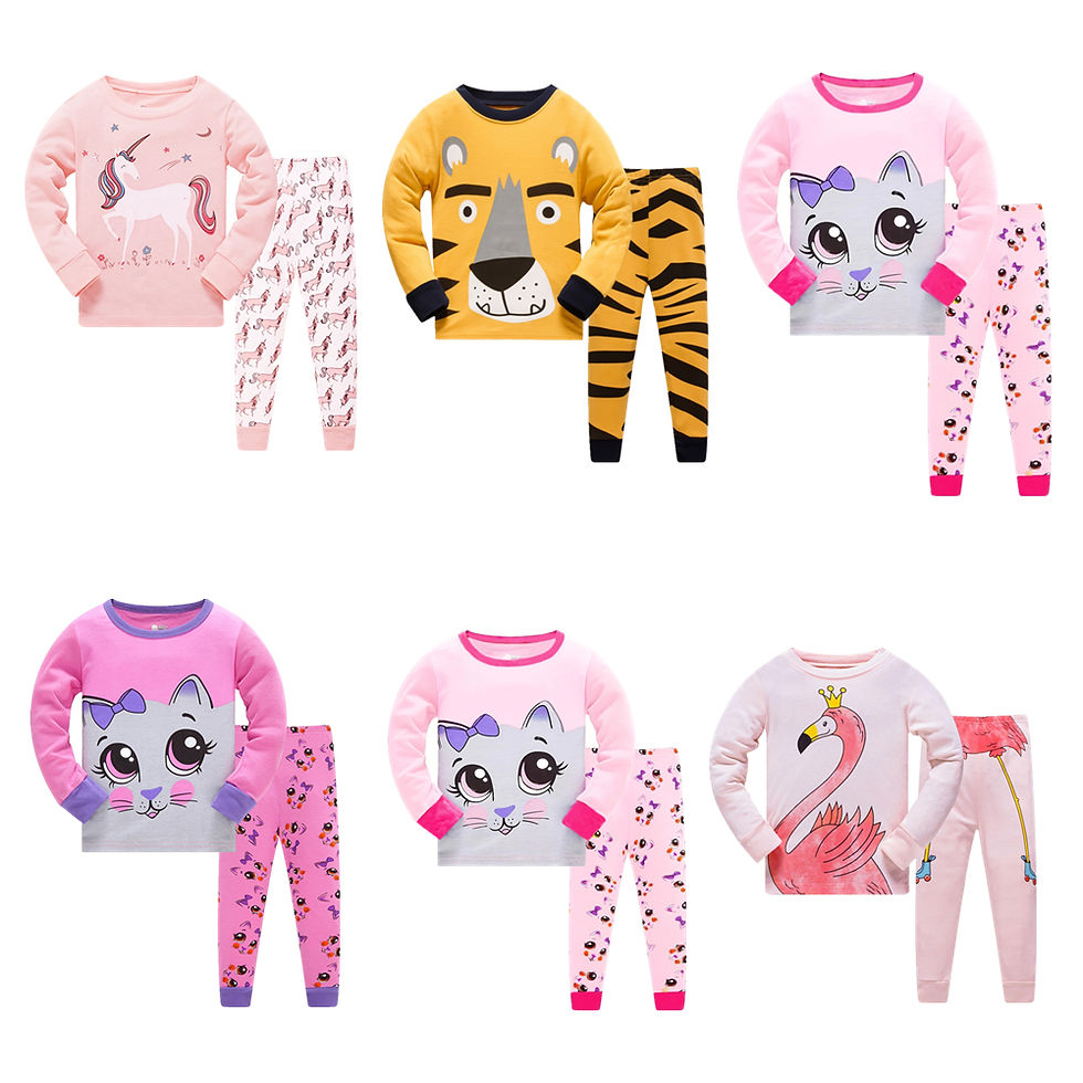 Toddler Girls Long-sleeved Flamingo Cartoon Print Pajamas Set 2-Piece