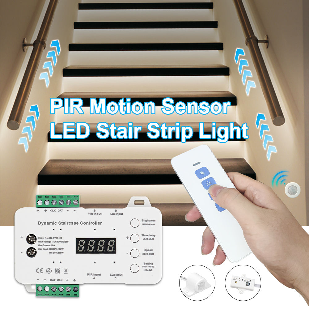 Upgraded Motion Sensor Control Stair Light Controller with Remote Daylight Senso