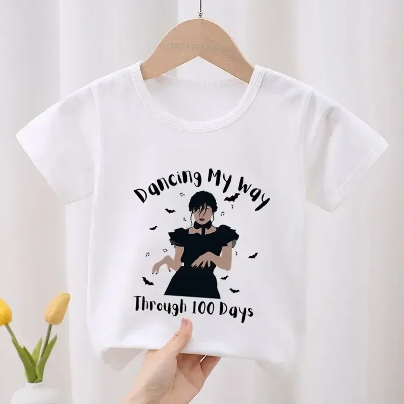 الصورة المصغرة: Summer Wednesday Cosplay Kid Cotton T-shirt Fashion Children Clothes Baby Tee To