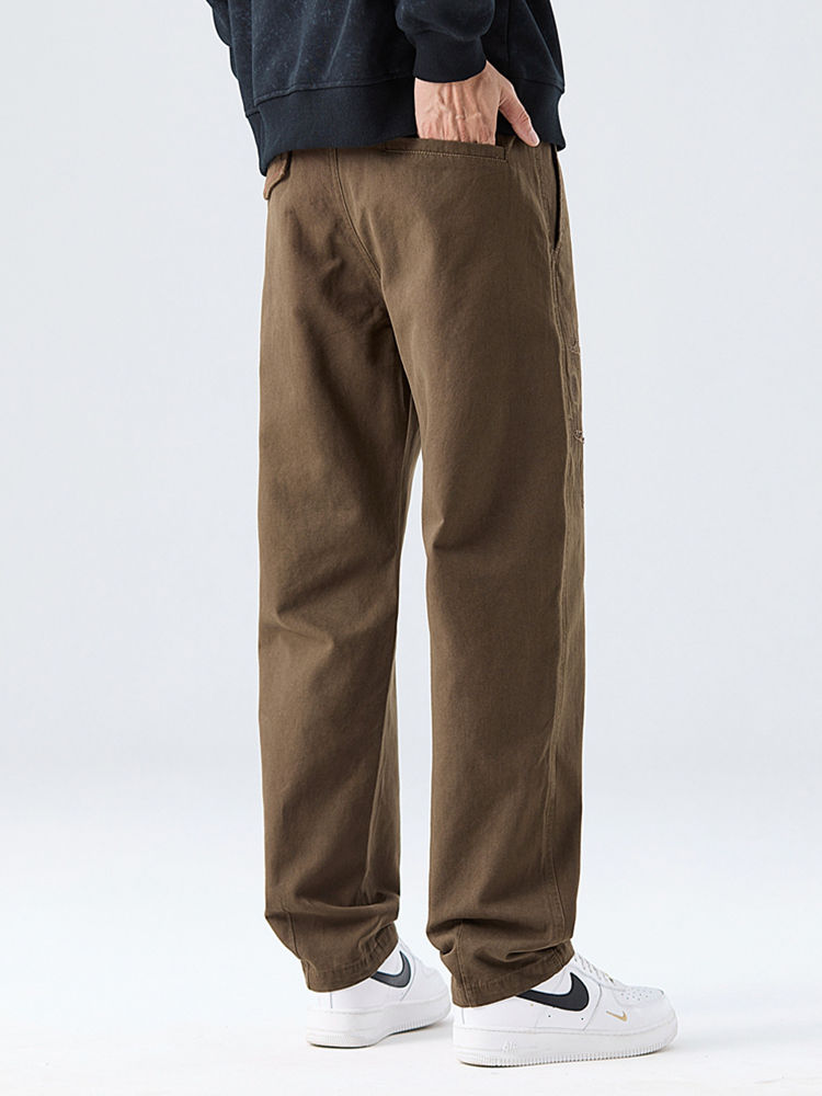 الصورة المصغرة: 2025 Autumn New Men's Casual Pants 100% Cotton Washed Destroyed Embroidery Rippe