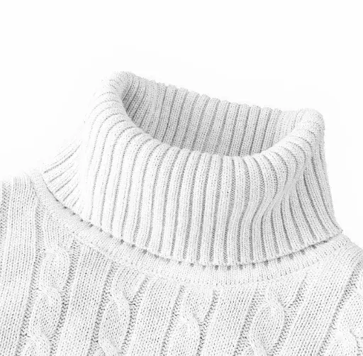 الصورة المصغرة: Men's High Neck Sweater Solid Color Pullover Knitted Warm Casual Turtleneck   Me