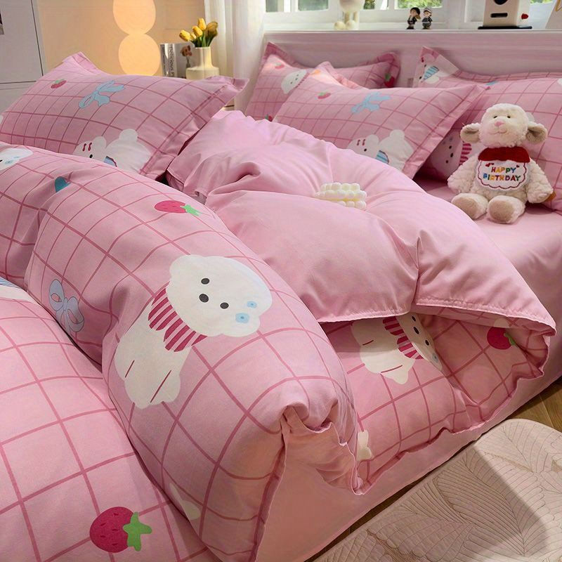 Thumbnail: Ins Fashion Bedding Set 2025 New Full Queen Size Duvet Cover Flat Sheet Pillowca