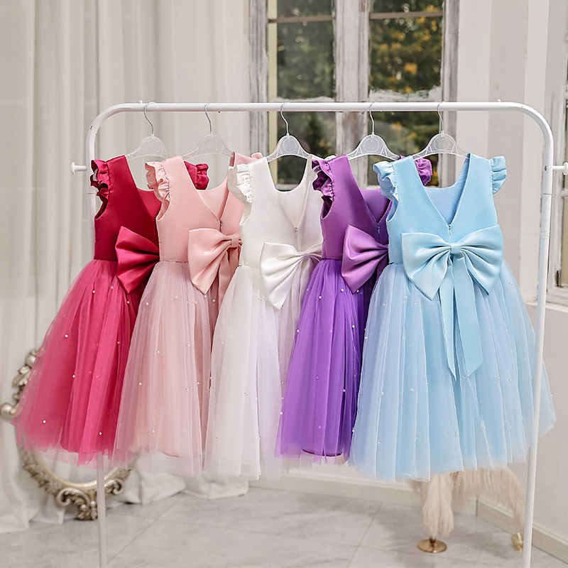 New Girls Puffy Dress Summer Tulle Fashion Little Princess Dress Piano Performan