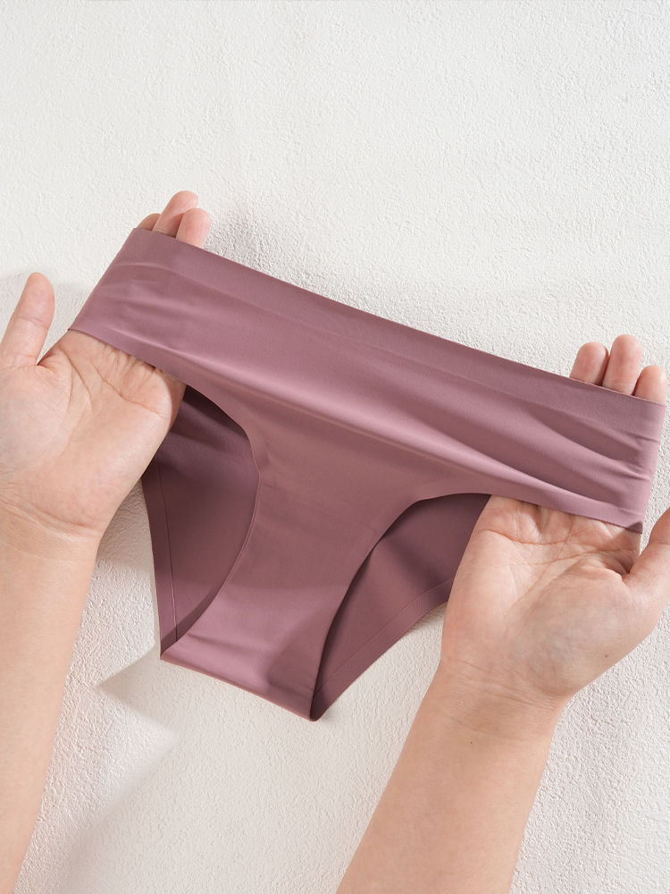 الصورة المصغرة: 5Pcs/Set Traceless Low Rise Panties For Women Seamless Solid Color Ultrathin Und
