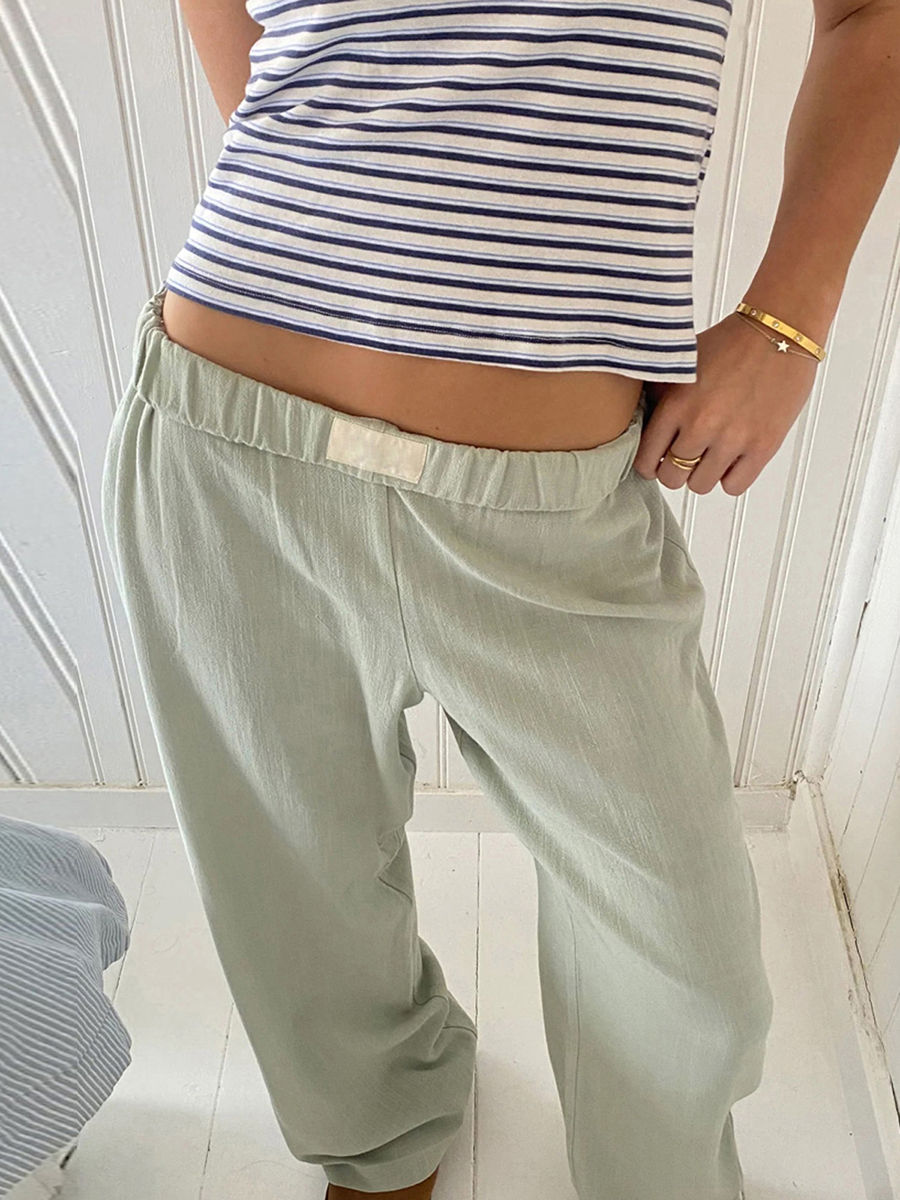 Thumbnail: 2024 New Fashion Women Casual Pants, Elastic Waist Solid Loose Trousers Lounge P
