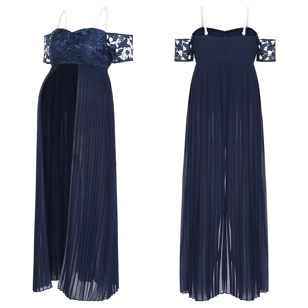 Thumbnail: Maternity Photography Dress Off-the-Shoulder Floral Embroidery Chiffon Split Max