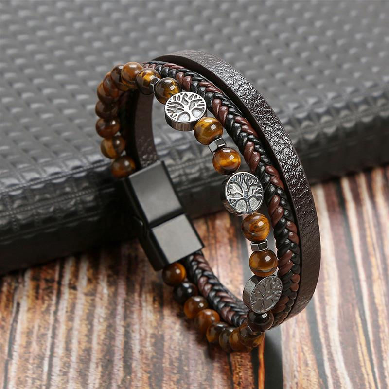 Thumbnail: Classic Men's Leather Bracelet New Style Hand-woven Multi-layer Combination Acce