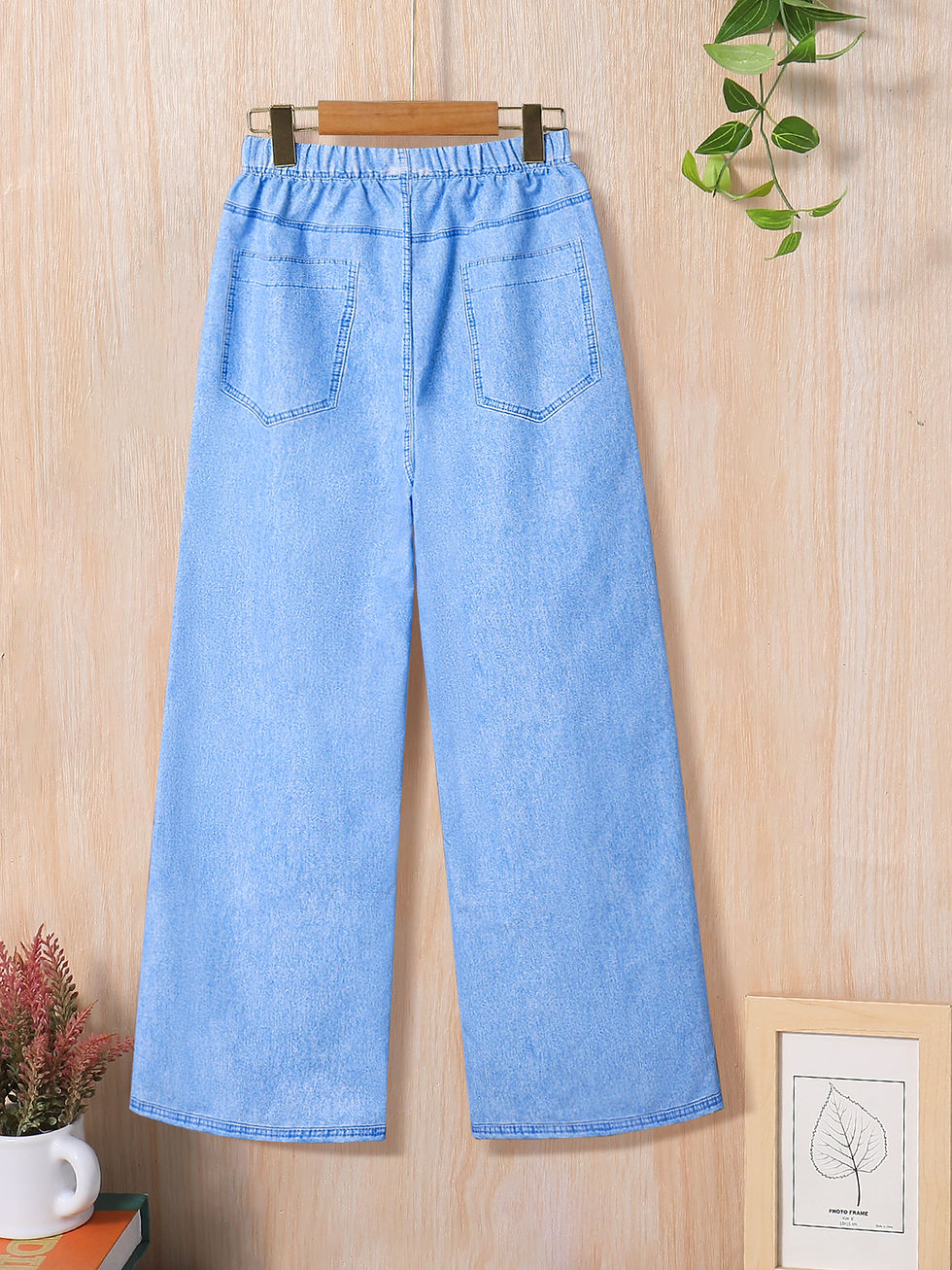 الصورة المصغرة: Children's fall fashion for girls and teenagers, imitation denim print, micro-el