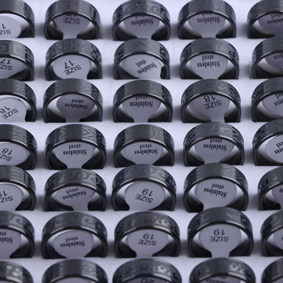 الصورة المصغرة: 10Pcs/Lot Fashion Classic Men Drop Oil Stainless Steel Ring Vintage Women Finger