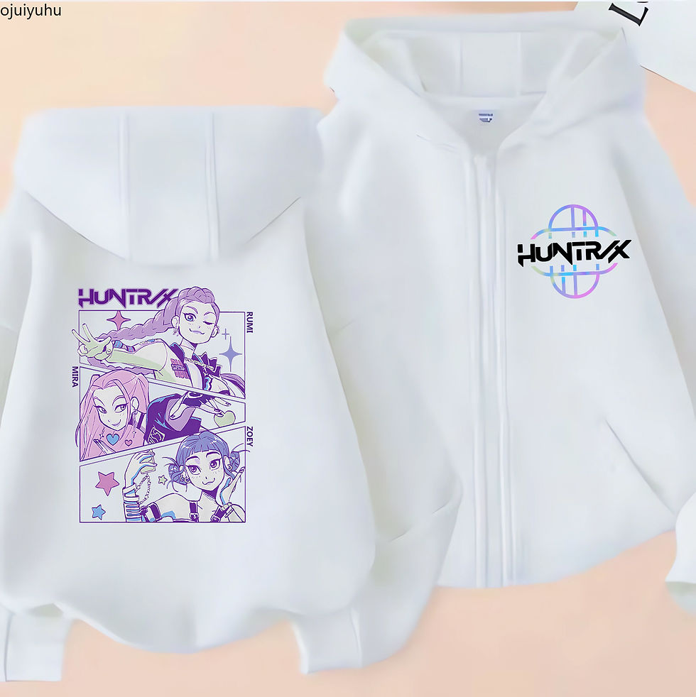 الصورة المصغرة: Funny Zip Up Sweatshirts Kpop Demon Hunters Hoodie Children Clothes Kid Girl Boy