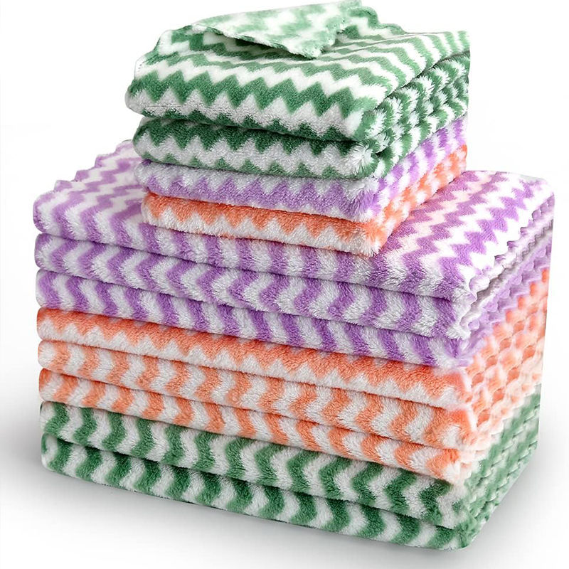 الصورة المصغرة: Double-sided Fleece Dishcloths Super Absorbent Cleaning Cloths Scouring Pads Kit