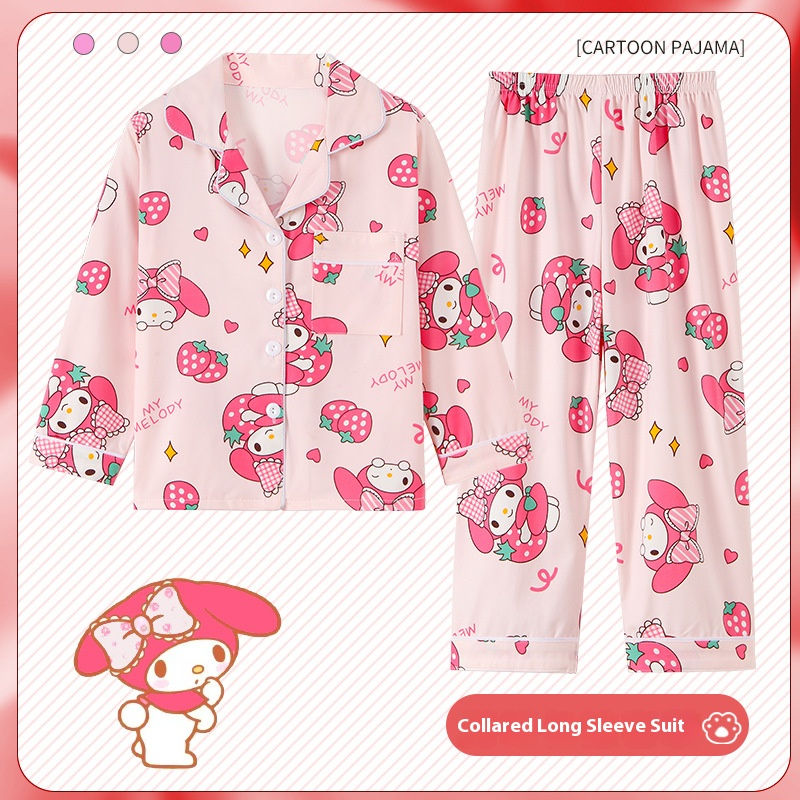 Children Comfortable Pajamas Long Sleeve Cartoon Sanrio Printed Home Sleepwear B