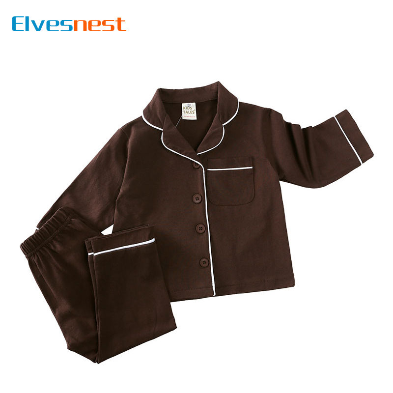 New Fashion Children Home Clothing Cotton Long Solid Color Sleepwear Pants 2 PCS