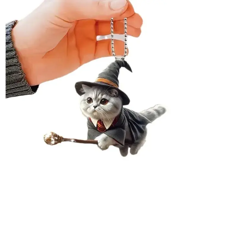 Thumbnail: Cute Cat-Shaped RearView Mirror Pendant Auto Interior Car Realistic Animal Hangi