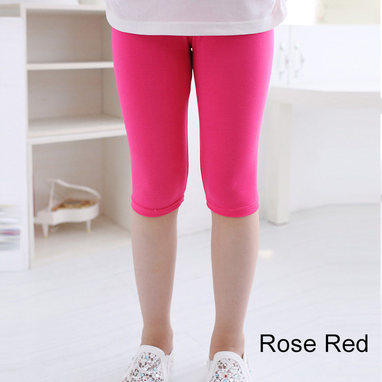 الصورة المصغرة: 3-10years Girls Knee Length Kid Fifth Pants Candy Color Children Cropped Clothin