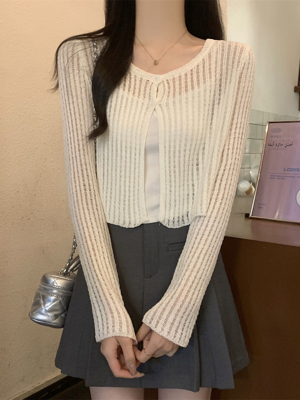 Thumbnail: Thin Long Sve Hollow Knitted Cardigan Women's Summer New Loose Sunade Cover up o