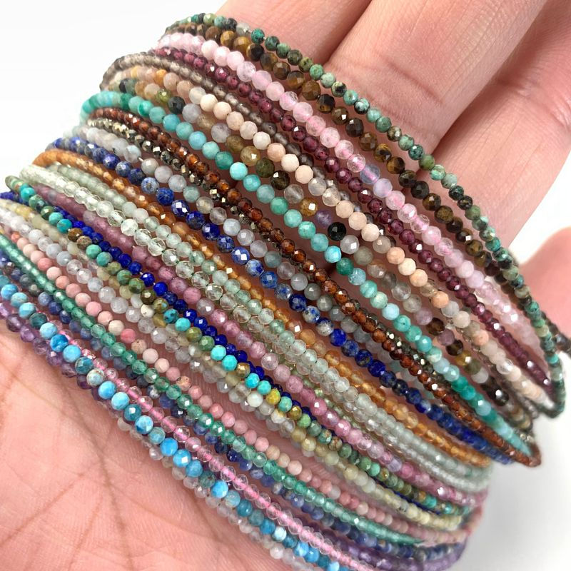 الصورة المصغرة: Cute and Simple lapis lazuli crystal Quartz 2mm Mini Beads Pendant Necklace Hand