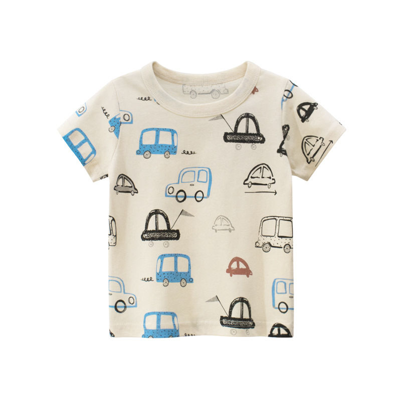 الصورة المصغرة: 2025 New 2-8 Years Summer Children Boys T-shirts Cartoon Printed Letter Baby Boy