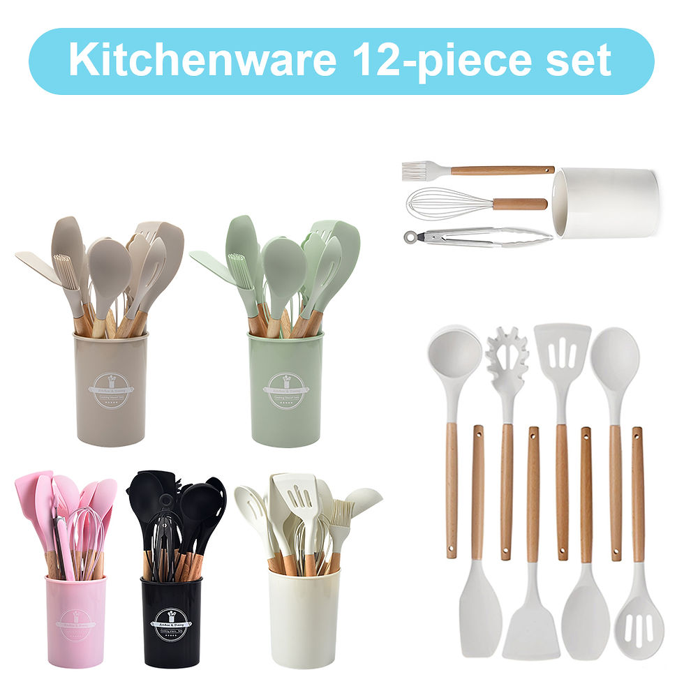 Thumbnail: 12Pcs Kitchen Utensil Set Cooking Tools Kit Spatula Spoon Brush Whisk Heat-Resis