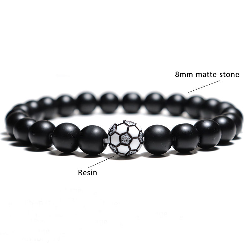 الصورة المصغرة: Simple Style Football Bracelet Unisex Matte Stone Beaded Braslet Sports Enthusia