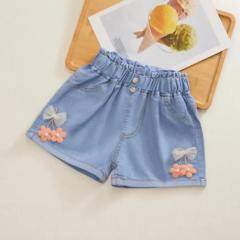 الصورة المصغرة: Summer Girls Kids Jeans 2024 New Casual Clothes Solid Baby Denim Pants Soft Girl