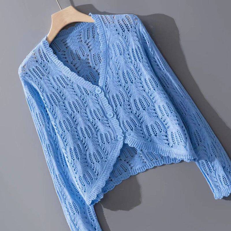 الصورة المصغرة: Summer New Knitted Women's Long-sleeved Short Sun Protection Feminine Temperamen